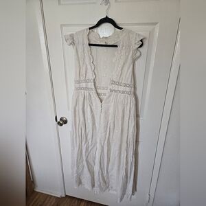 Free People White Maxi Sundress with Flutter Cap Sleeves